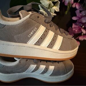 Adidas Kids Gray and White Campus Sneakers